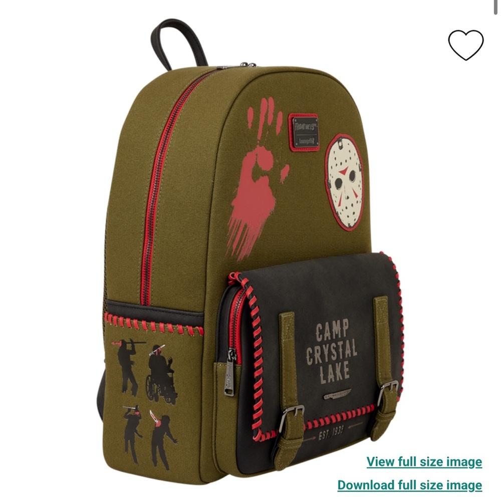 Loungefly Friday the 13th Camp Crystal Lake Canvas Full-Size Backpack - Picture 5 of 9